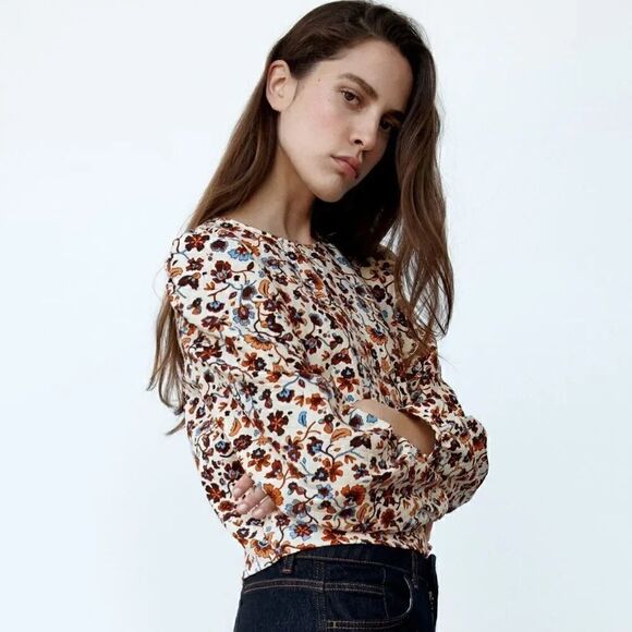 ZARA FLORAL PRINTED TOP - Picture 2 of 4